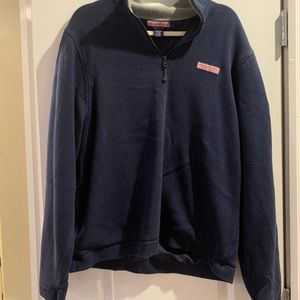 Mens Navy Vineyard Vines 1/4 Zip Knit Sweater Sz LG